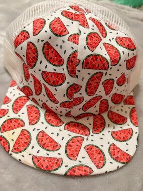 George Hats Watermelon Print Mesh Trucker Hat - White/Red